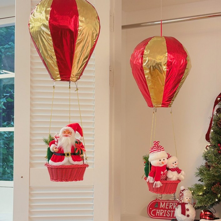 크리스마스 열기구 산타 눈사람 인형 장식 소품, 1개, 열기구산타