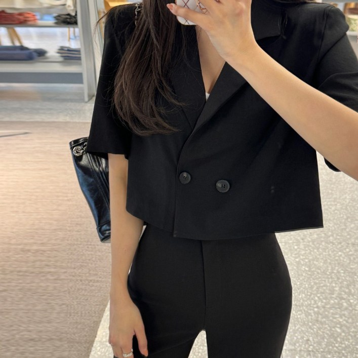 떳다그녀 플로니 린넨 부츠컷 슬랙스  크롭 자켓