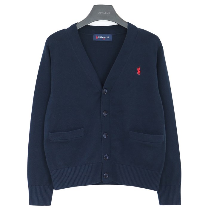 라파클럽 아동/주니어 브이넥 포켓 니트 가디건 스웨터 면100%