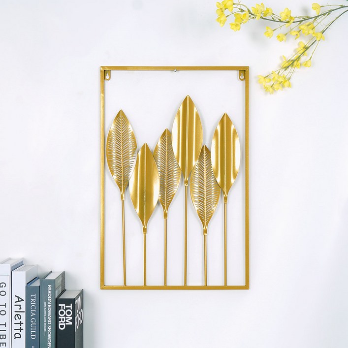인테리어 소품 북유럽 스타일 골드 프레임 나뭇잎 철제 액자 W1