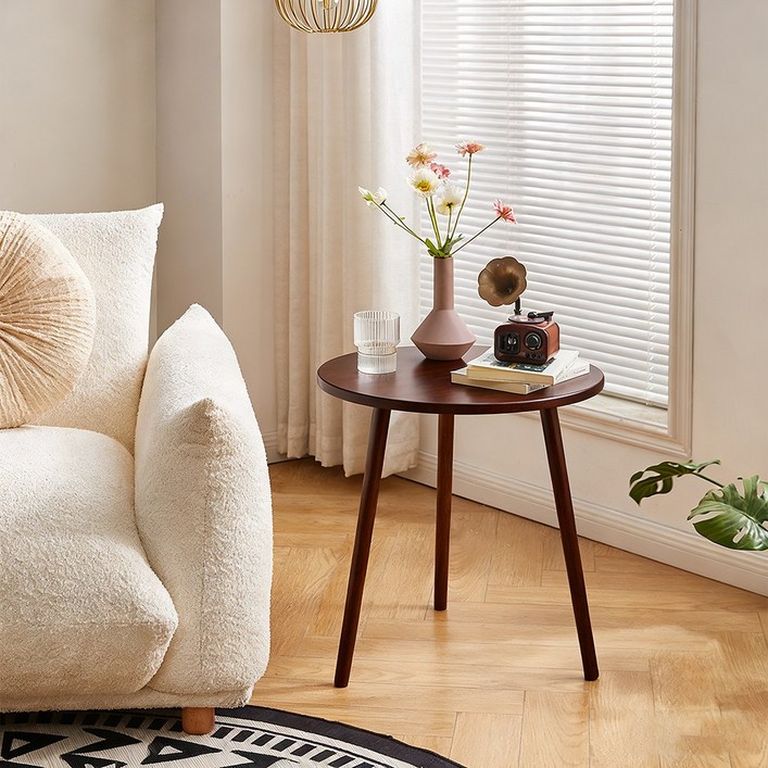 에코소라노 원형 우드 소파 거실 사이드 테이블 커피 테이블 협탁