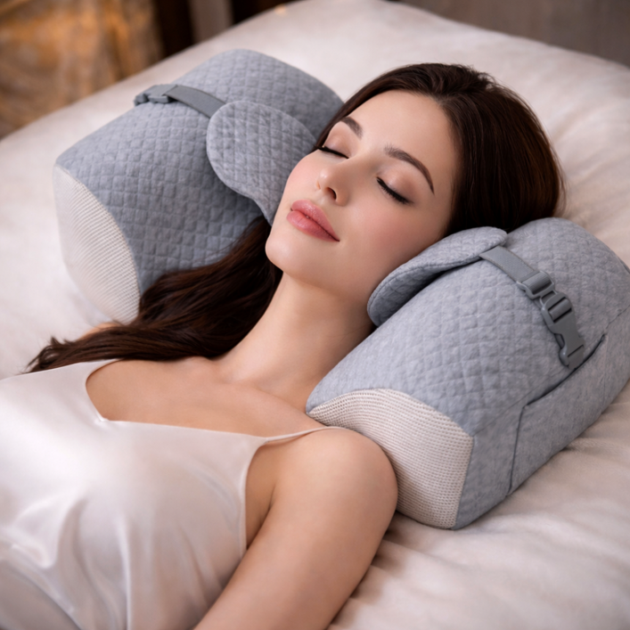 성형베개 코 가슴 양악 윤곽 눈 수술 관리 배게 성형회복베개, 화이트 네이비, 1개