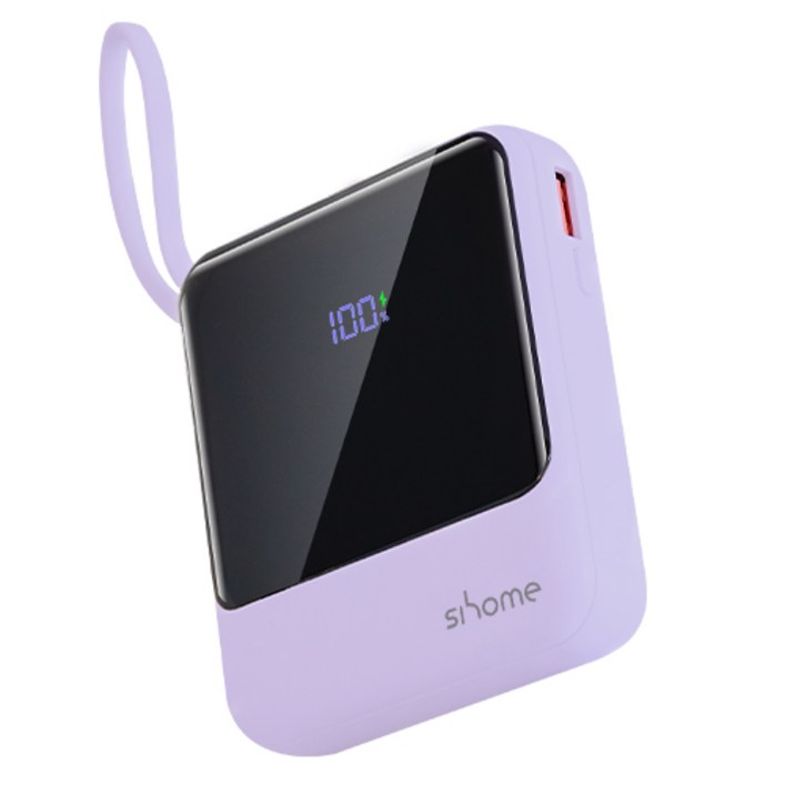 시홈 PD 22.5W 고속충전 일체형 미니 보조배터리 10000mAh, 퍼플, SHFB1Y 시홈 PD 22.5W 고속충전 일체형 미니 보조배터리 10000mAh, 퍼플, SHFB1Y