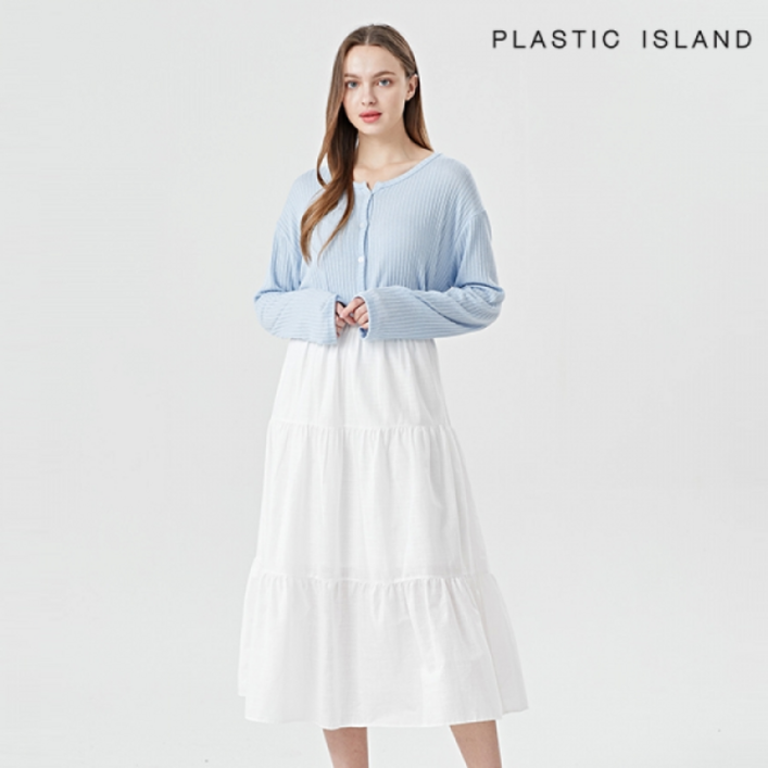 [정품매장] 플라스틱아일랜드 데일리 캐주얼 스커트 캉캉 허리 밴딩 롱 (PPTWS001)