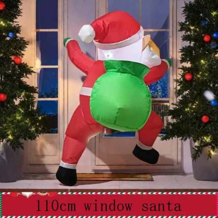 산타클로스 대형 풍선 벽타는 산타 6피트 크리스마스 장식 옥외용 지붕 재미있는 선물 가방 포함 창턱 장식용