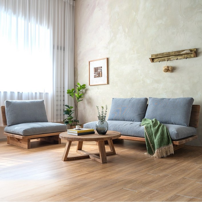 피어젠가구 키아 고재 원목 패브릭 소파 1인용 3인용