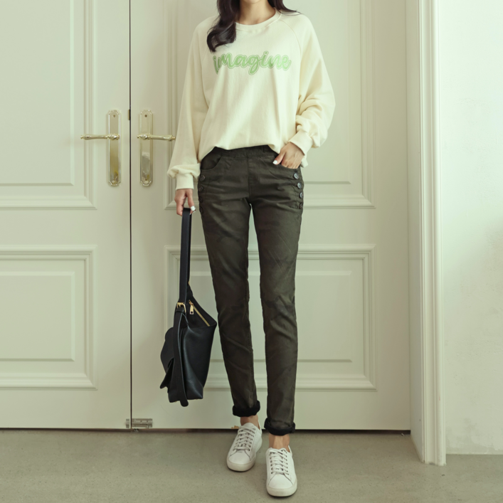 FW 중년여성 긴바지 편한 출근룩 밴딩 날씬해보이는 슬림핏 스판 데일리 팬츠 slim fit women pants