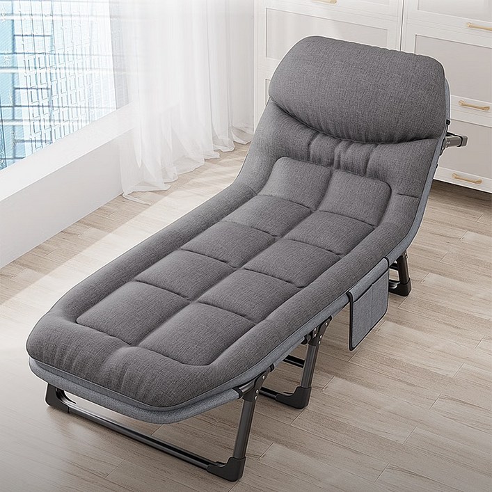 KURUA 무설치 낮잠 접이식침대 6단계 조정 대형 휴대용 야전침대 소음 없고 접이식 싱글침대