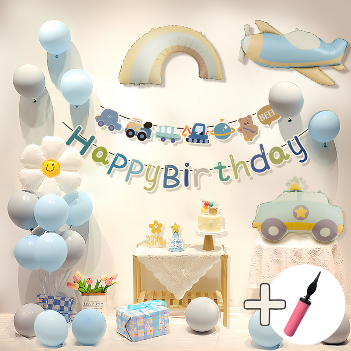 홈 생일파티풍선 가랜드 세트 손펌프  풍선테이프 증정, BR03