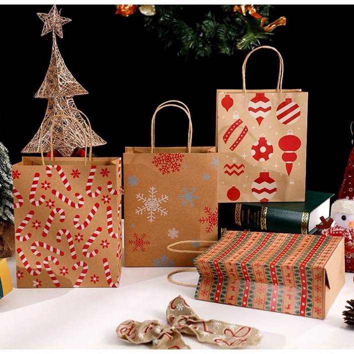 크리스마스종이가방지팡이15장포레스트15장 선물가방 쇼핑백 선물봉투 답례품, 30장