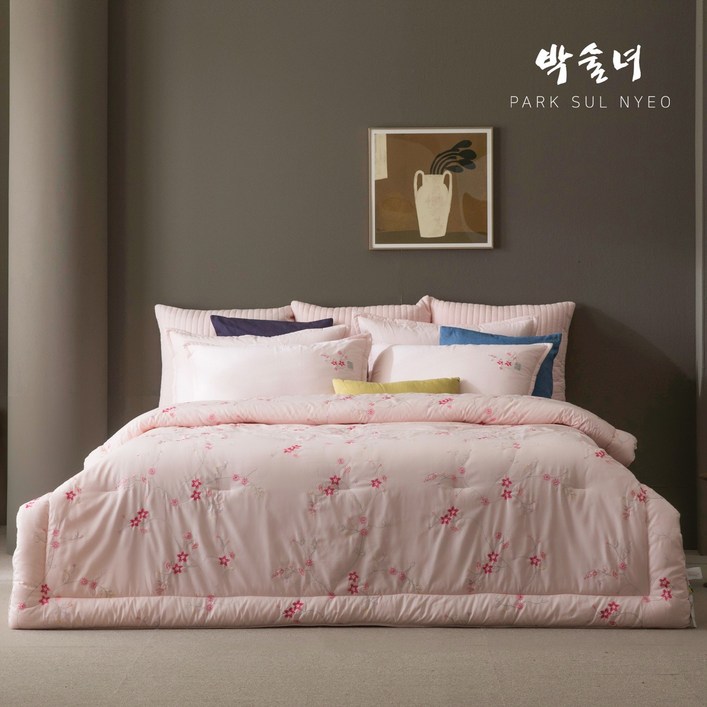 박술녀 순면 광목 차렵 침구 풀세트 작품명 야생화 이불패드베개커버  빠른배송  간절기이불  항균이불  선물포장  부모님선물  예단혼수