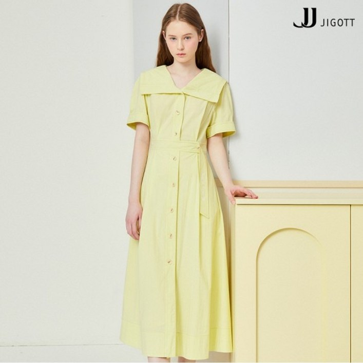 JJ지고트    와이드 칼라 스티치 원피스 GN6A0OPR2