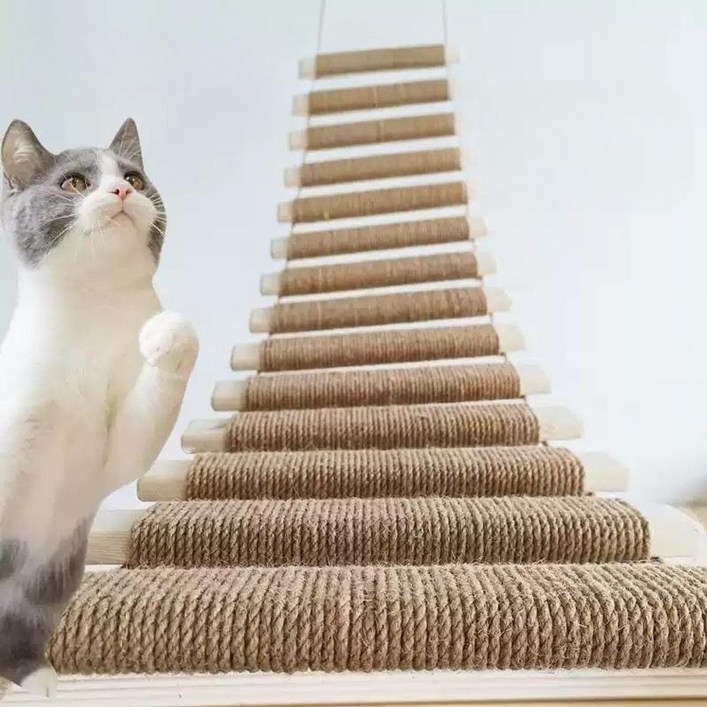 고양이 사다리 나무 벽걸이 스크래처 반려묘 놀이터 나무다리