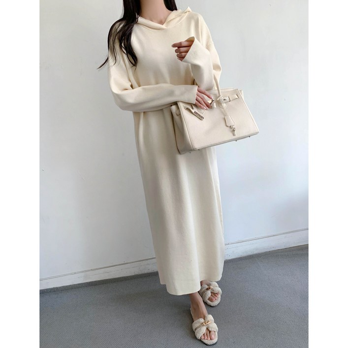 마켓제이MARKETJ 선데이 후드 니트롱원피스3col