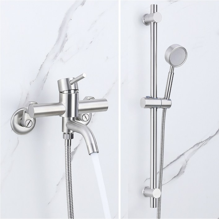 준앤코 스테인리스 샤워기세트 샤워수전 슬라이드바 욕조샤워기