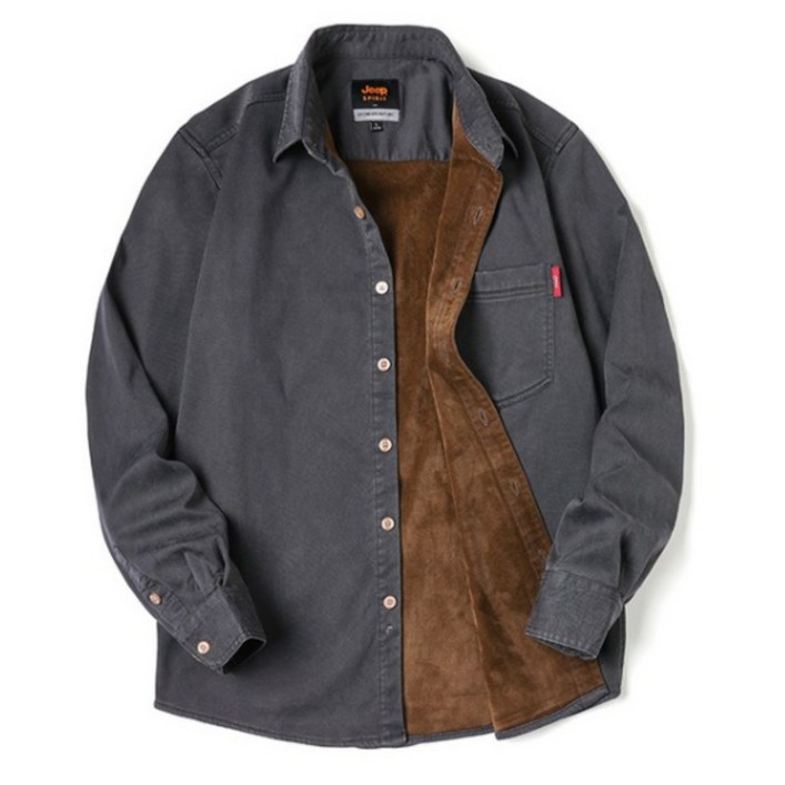 지프 스피릿 겨울 남성 캐주얼 오버핏 기모 셔츠 2062
