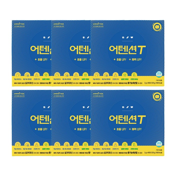 성적 up 우리 아이 청소년 고등학생 중학생 컨디션관리 어텐션T 학생 아미노산, 어텐션T 6세트 360포, 60회분, 360개