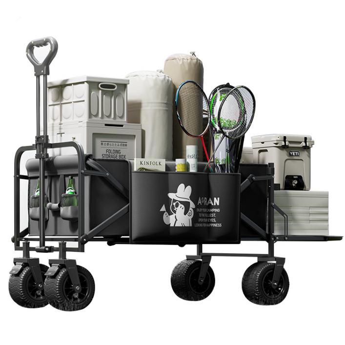 AORAN 캠핑 웨건 뒷문사이드백 큰 바퀴 큰 사이즈, 1개, 블랙