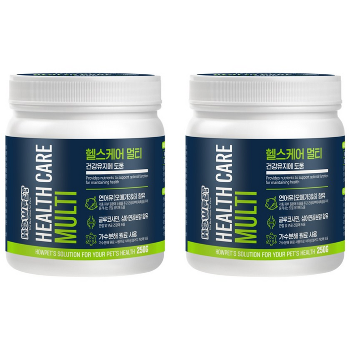 하우펫 헬스케어 멀티 종합 강아지 영양제 250g x 2개 알러지예방 피부질환 관절건강 연골보호, 종합영양제, 250정, 2개