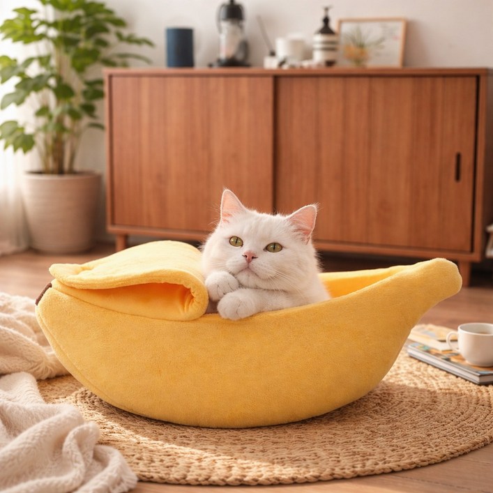 이름없는 바나나 펫 하우스 숨숨집 쿠션 방석  마따따비 스틱  고양이강아지 겸용