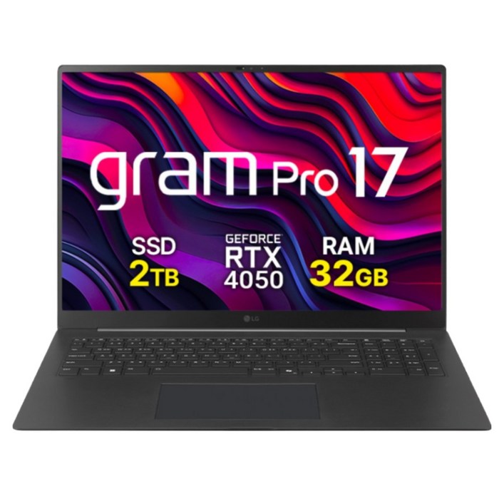 LG전자 2025 그램 프로 17인치 17ZD90TRSX5BK 프리도스 RTX 4050 32GB 초경량 대화면 애로우레이크 인텔 U5 225H 직장인 대학생 고성능 게이밍 노트북