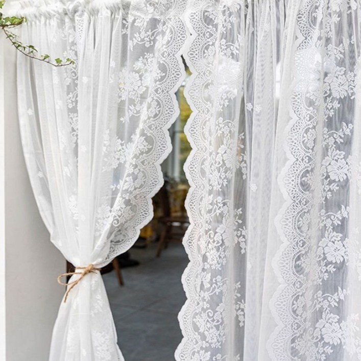 거실 침실 시폰 레이스 커튼 2P