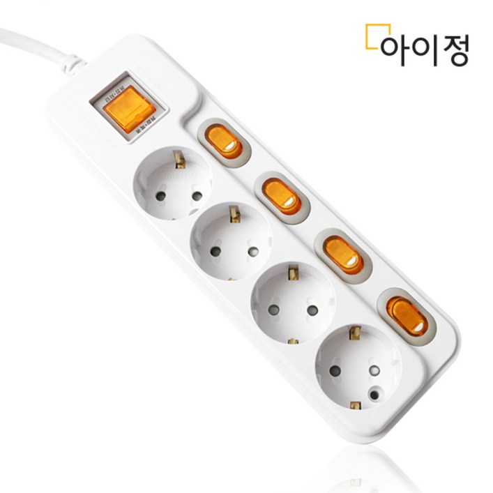 현대일렉트릭 개별형 멀티탭 멀티콘센트 개별스위치 절전코드, 5m, 개별형(과부하차단) 4구5M, 1개