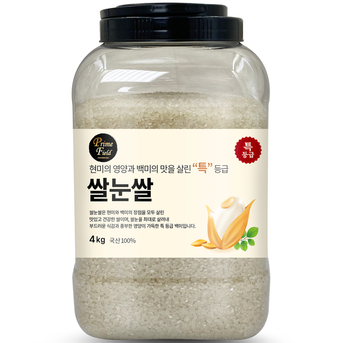 Prime Field 쌀눈 백미 특등급, 4kg, 1개 강화섬쌀20kg