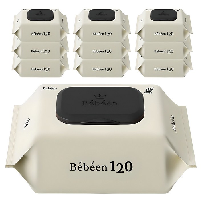 Bebeen 120 엠보싱 대용량 아기물티슈 캡형, 50g, 120매, 10개 Bebeen 120 엠보싱 대용량 아기물티슈 캡형, 50g, 120매, 10개