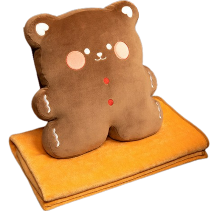 네이처타임즈 쿠키곰 인형 바디필로우 베개 담요쿠션, 브라운 코코아 쿠키
