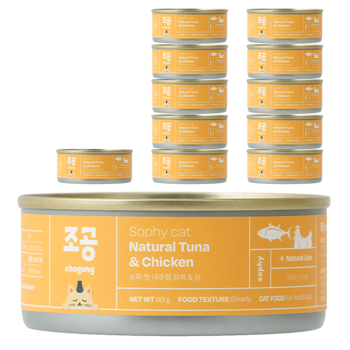조공 어덜트 소피 캣 내추럴 습식캔, 닭참치, 90g, 12개