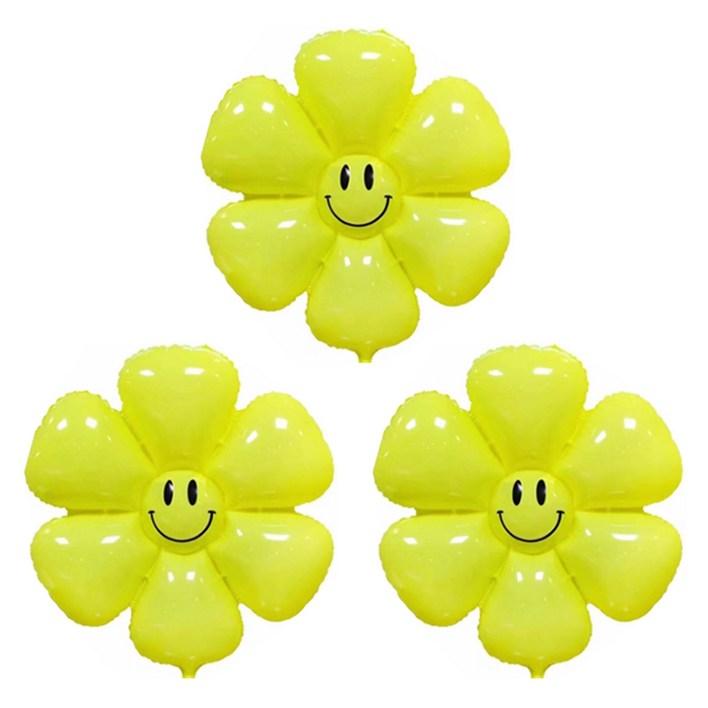 파티공구 스마일 데이지꽃 풍선 대형, 레몬, 3개