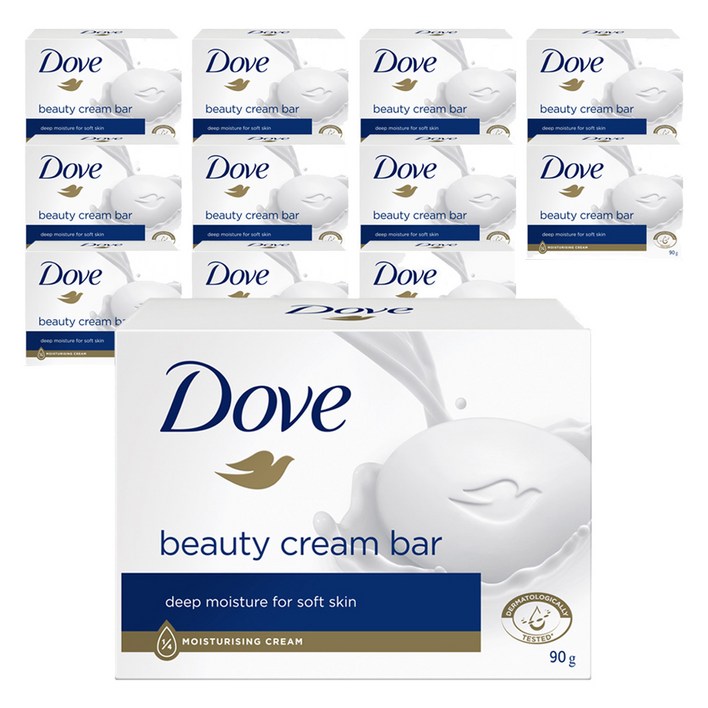 도브 뷰티 크림 바 비누, 90g, 12개입