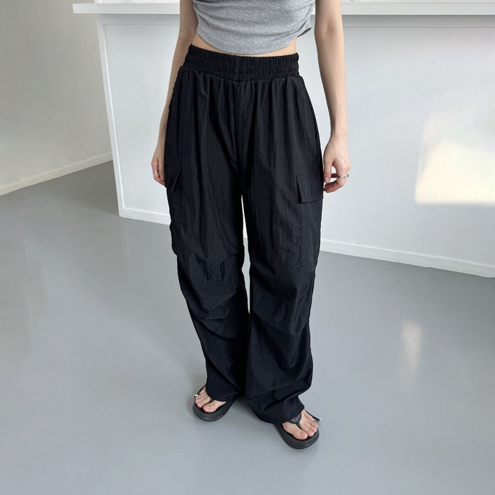 앤드스타일 남녀공용 릭스 파라슈트 스트링 카고 와이드 팬츠 262926