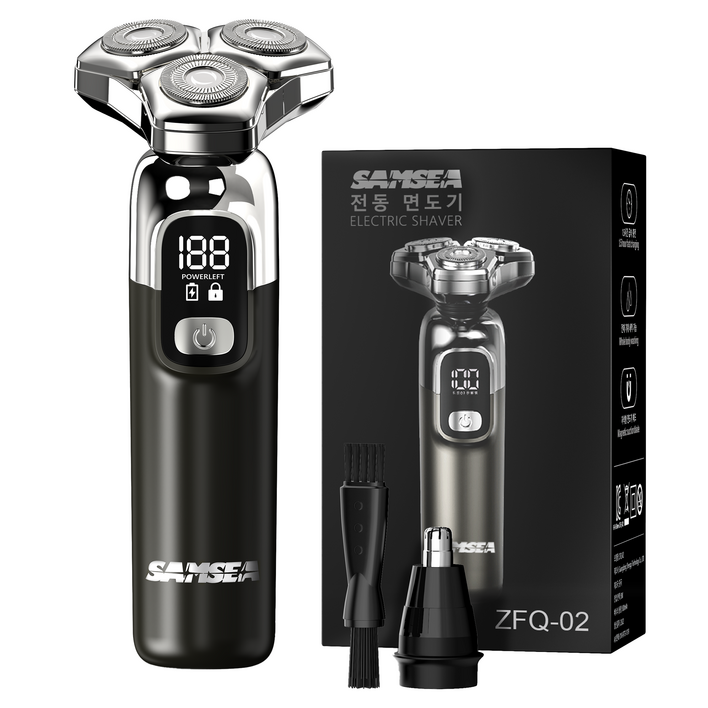 SAMSEA 자석 칼날 헤드 6방향 휴대용 2 in 1 8W 대출력 전기면도기, ZFQ02, 블랙