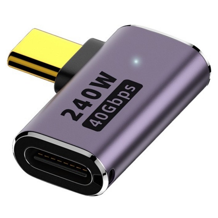 YTEK  240W 40Gbps 8K OTG USB4 Gen3x2 C타입 90도 D형 꺾임 MF 연장 젠더
