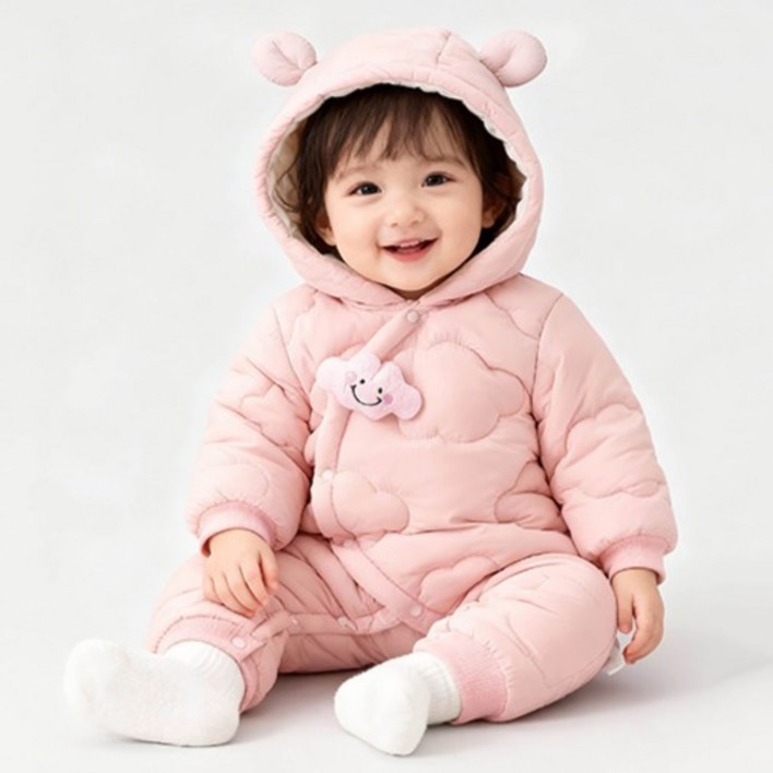 조이멀티 클라우드 누빔 곰돌이후드 패딩 우주복