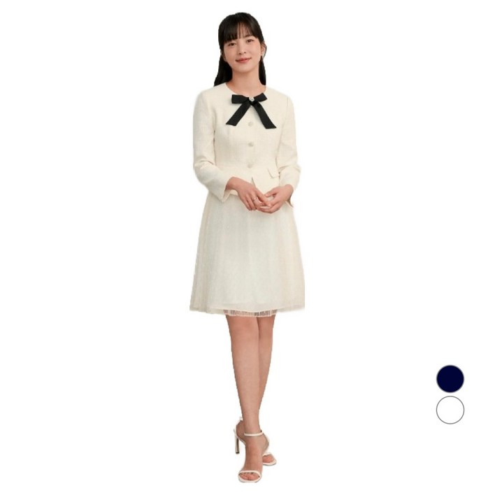 케네스레이디 여성용 트위드 탑 리본 원피스