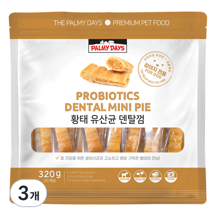 파미데이즈 강아지 유산균 덴탈껌, 황태맛, 320g, 3개 파미데이즈 강아지 유산균 덴탈껌, 황태맛, 320g, 3개