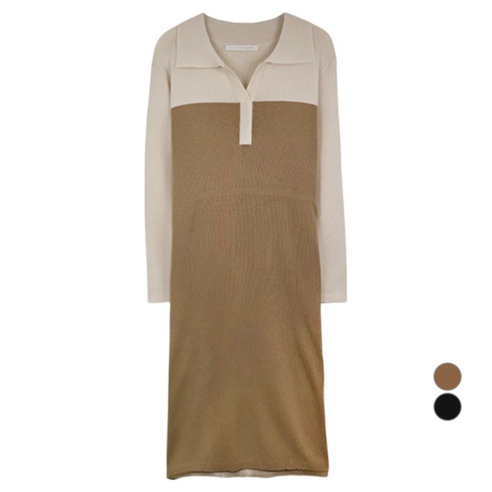 올리브데올리브 여성용 오픈카라스트링니트 원피스