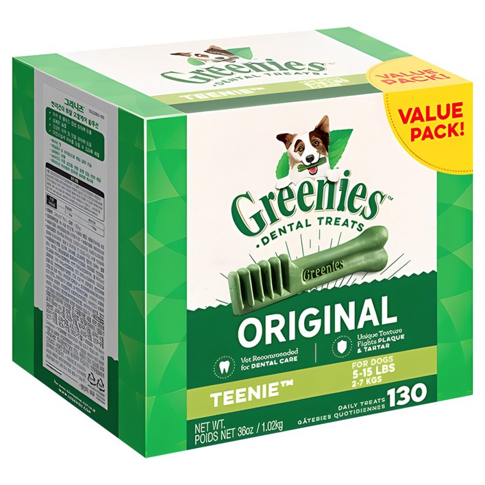 그리니즈 강아지 덴탈껌, 티니 오리지널, 상세 설명 참조, 1.02kg, 1개