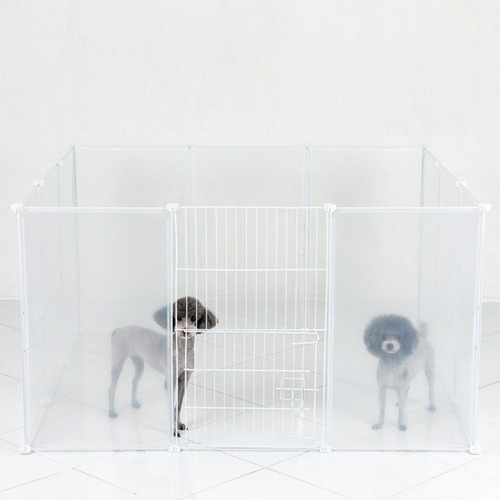 딩동펫 반려동물 투명울타리 대형 11p + 안전문 강아지투명울타리