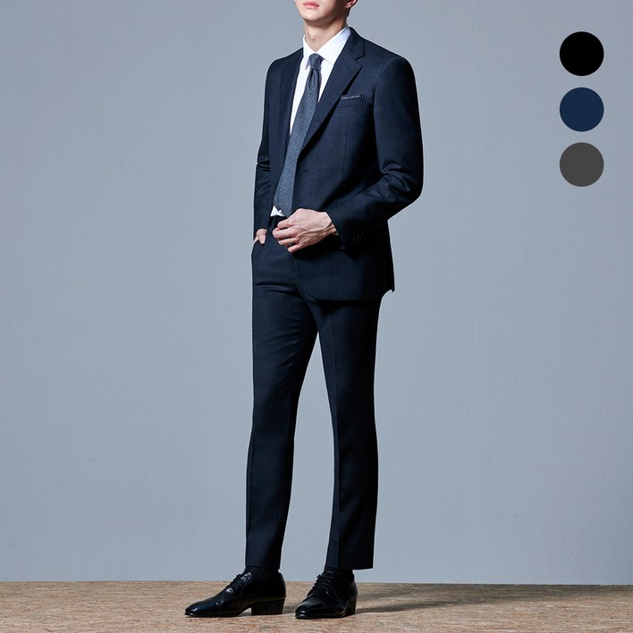 맨잇슈트 남성용 솔리드 포멀핏 베이직 정장 상하의 세트