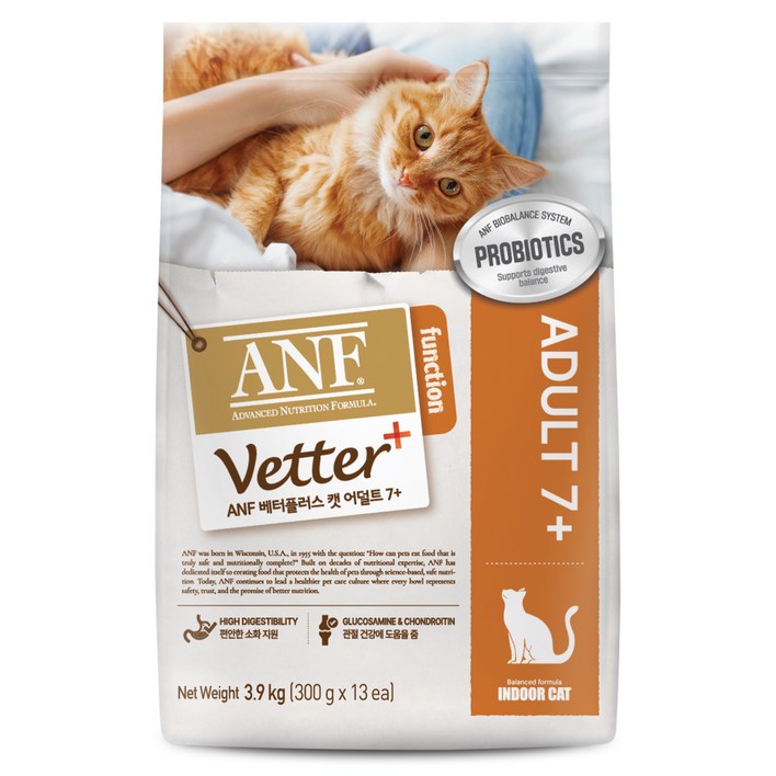 ANF 베터플러스 고양이 기능성 사료 에이징 7, 어덜트, 3.9kg, 1개