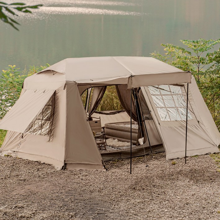 로티캠프 힐하우스 그늘막 원터치 텐트 풀오픈