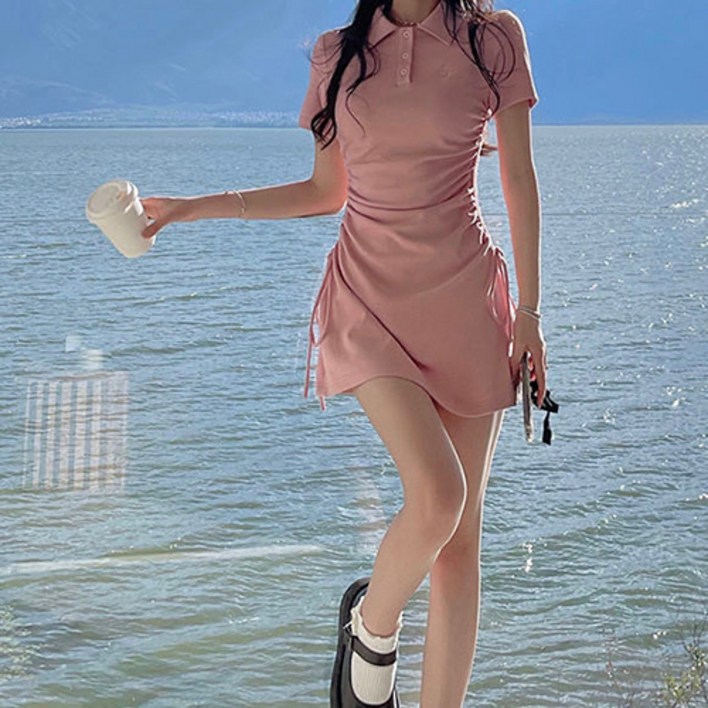 스팩트 여성용 카라 반팔 원피스 스팩트 여성용 카라 반팔 원피스