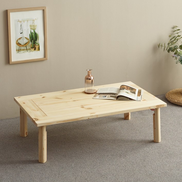 조은세상 편백나무 원목 강철 테이블 1000 x 600 mm, 내추럴