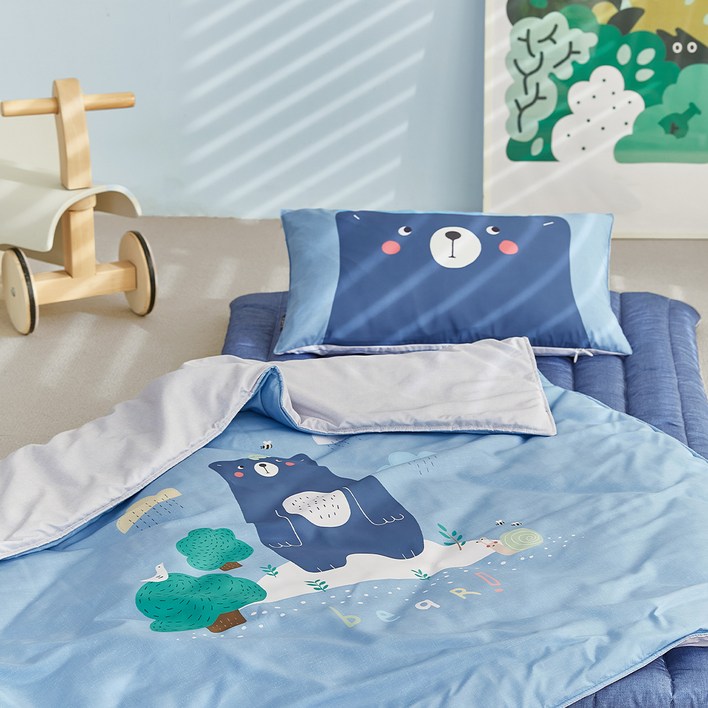 파르페by알레르망 국내 제조 유아용 헬로베어 알러지케어 낮잠이불 + 토퍼 + 베개 세트 S