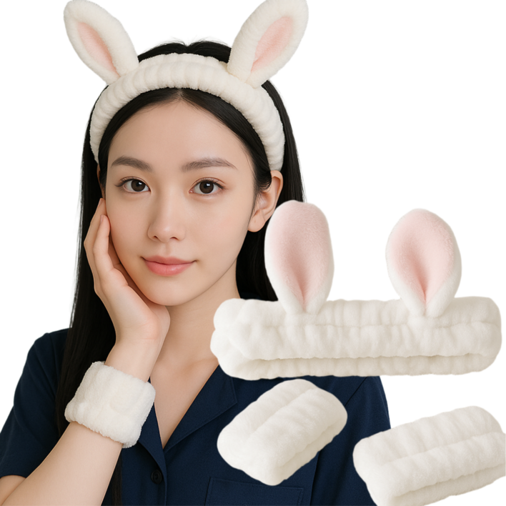 코지즈 앞머리고정 물흡수 토끼 세안밴드 세트