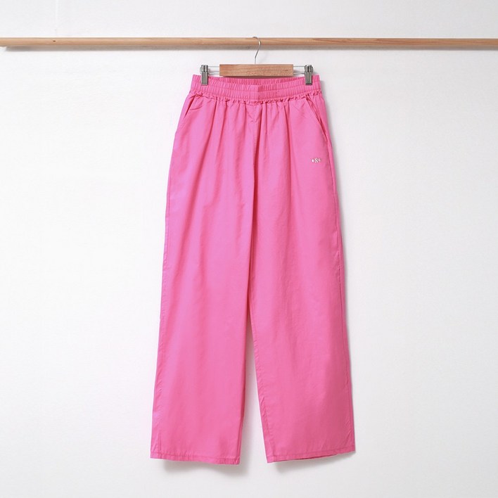 허리밴딩 워싱면 와이드 9부 여성바지 데일리 뒷포켓 팬츠